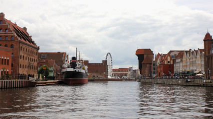 View on Old City in Gdańsk, Poland from the Motława river