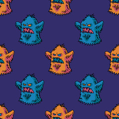 Cute monster seamless pattern. Original design for print or digital media.