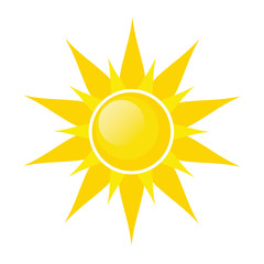 Sun symbol icon on white, stock vector illustration