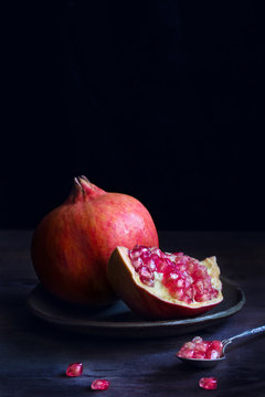 Close up of pomegranate on plate