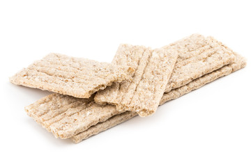 Crispy  dietary  fitness bread isolated on white background. Food for weight loss