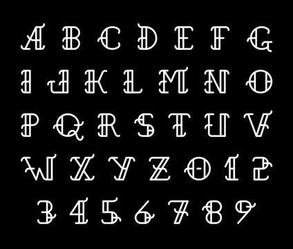 Vintage font and alphabet