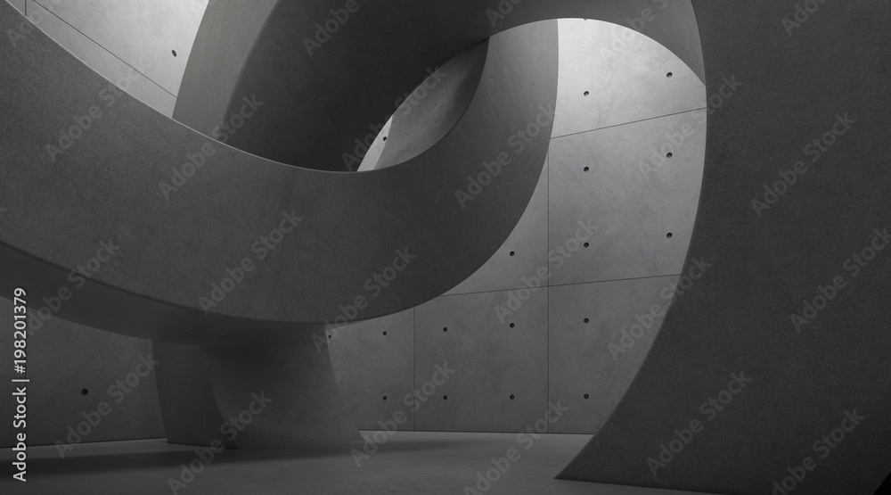 Poster abstract of architecture space with rhythm of circle concrete block and light and shadow of the sun,