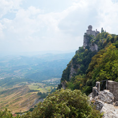 Fototapeta na wymiar Aerial view of San Marino, Cesta Tower