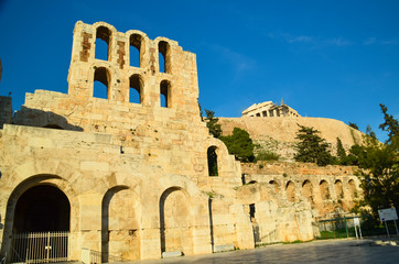 parthenon herodeion athens greece in spring