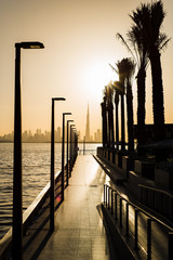 Dubai Creek harbor romantic sunset scene © creativefamily