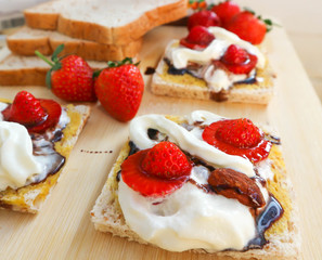 bread and strawberry topping