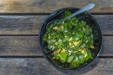 Melinjo stire fried with egg.