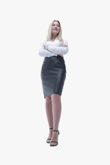 Fototapeta premium portrait in full growth confident young business woman making a move.