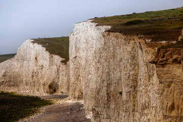 Landscape of Seven Sisters cliffs in South Downs National Park on English coast
