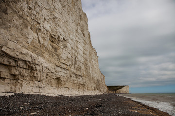 Landscape of Seven Sisters cliffs in South Downs National Park on English coast