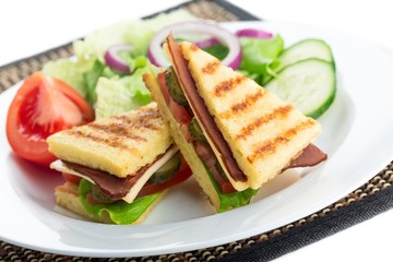 Fresh appetizing sandwich with vegetables