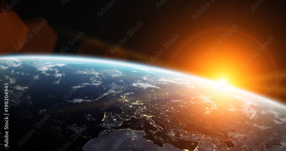 Poster View of blue planet Earth in space 3D rendering elements of this image furnished by NASA