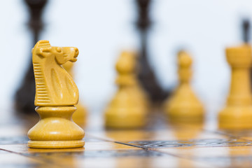 Scacchi fotografati su una scacchiera