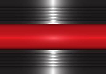 Abstract red banner on dark plat metal pattern design modern futuristic background texture vector illustration.