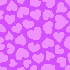 Pink background with hearts, seamless pattern, endless texture, vector illustration.