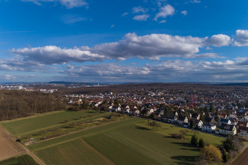 Luftbildaufnahme Felder und Stadtteile  Stuttgart und Umgebung