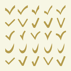 Set of the golden different check marks