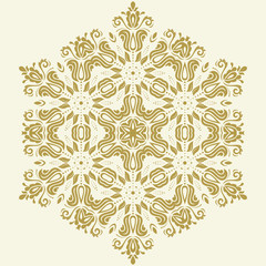 Oriental golden pattern with arabesques and floral elements. Traditional classic ornament. Vintage pattern with arabesques