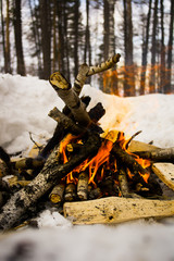 a bonfire in the open air