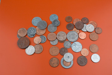 worlds coins background orange texture