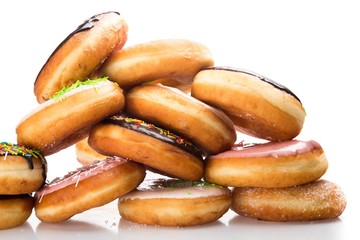 Donuts on white background