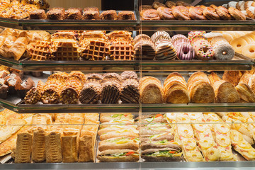 Bakery bread pastry sweets display window case