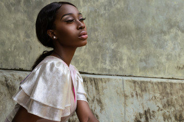 Young woman with long eyelashes