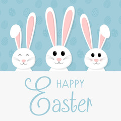 Easter bunny - cute card with greetings. Vector.