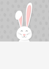 Easter - cute bunny on background with eggs and copyspace. Vector.