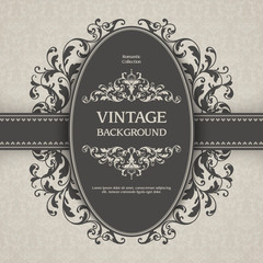 Vintage ornamental template with pattern and decorative frame.