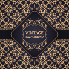 Template with decorative pattern and ornate frame. Ornamental lace seamless pattern for invitation, greeting card.