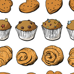Sweet bakery seamless pattern in vector EPS8