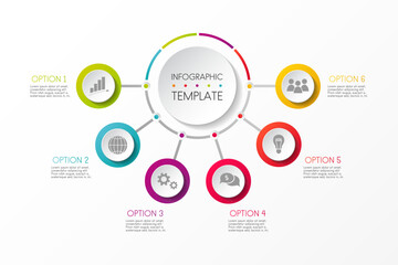 Template of business graph with colourful options. Vector.