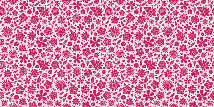 Floral background - seamless pattern with hand drawn flowers. Mother's Day, Woman's Day and Valentine's Day. Vector..