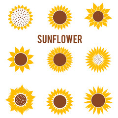 Silhouettes of yellow flowers in a flat style.