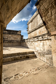 Maya ruin complex of Uxmal in Puuc route in Yucatan Mexico