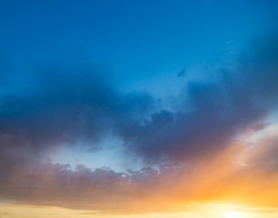Beautiful clouds in the sky at sunset