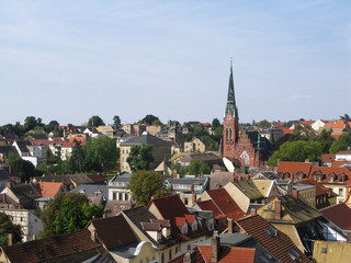 Altenburg / Germany: View over the western part of the listed old town of the former residential city in Eastern Thuringia