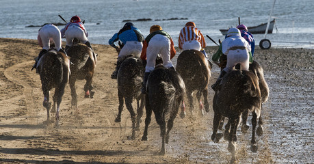 Carrera de caballos en Sanlucar de Barrameda