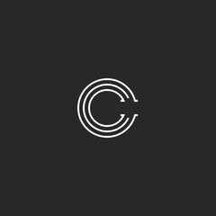 C letter logo monogram, minimal style linear emblem, black and white parallel lines simple emblem