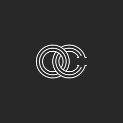 Two intersection letters OC logo monogram, CO emblem infinity symbol, O and C initials loop shape