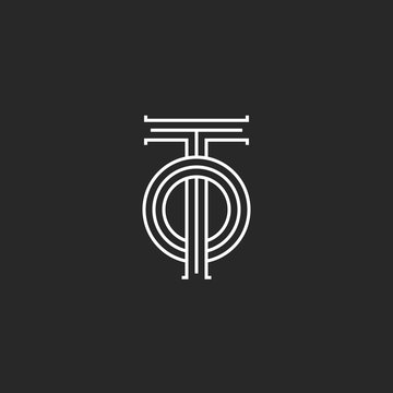 Initials letters TO logo monogram, overlapping two letters T and O parallel lines linear design, simple mark OT emblem