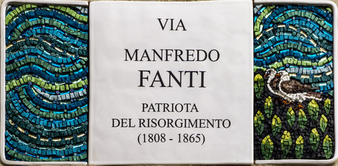Decorative street sign from Ravenna, Italy