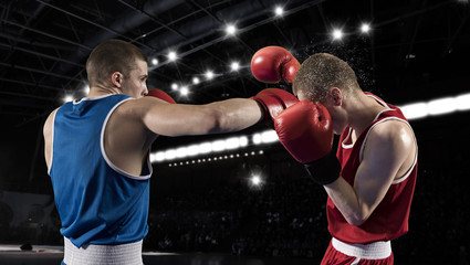 Fototapeta na wymiar Two professional boxer boxing