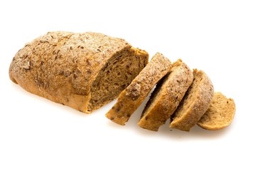 Assorted products breads on white background