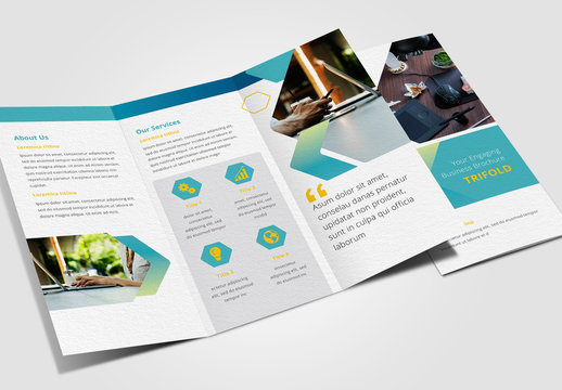 Trifold Brochure with Teal and Green Gradient