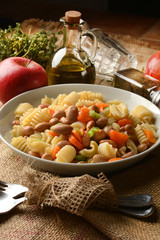 pasta and beans, carrots and celery