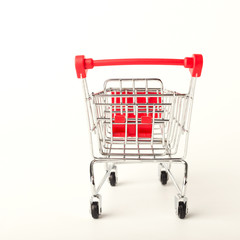 Empty shopping cart isolated on white background