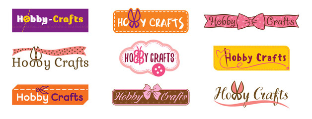 Set of vintage tailor labels, emblems and design elements. Logo for a handmade shop.Hobby crafts.